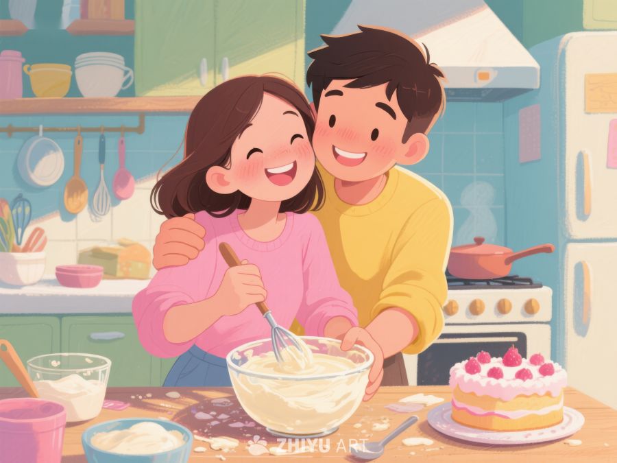 厨房里的甜蜜时光：两人共同烘焙蛋糕 17