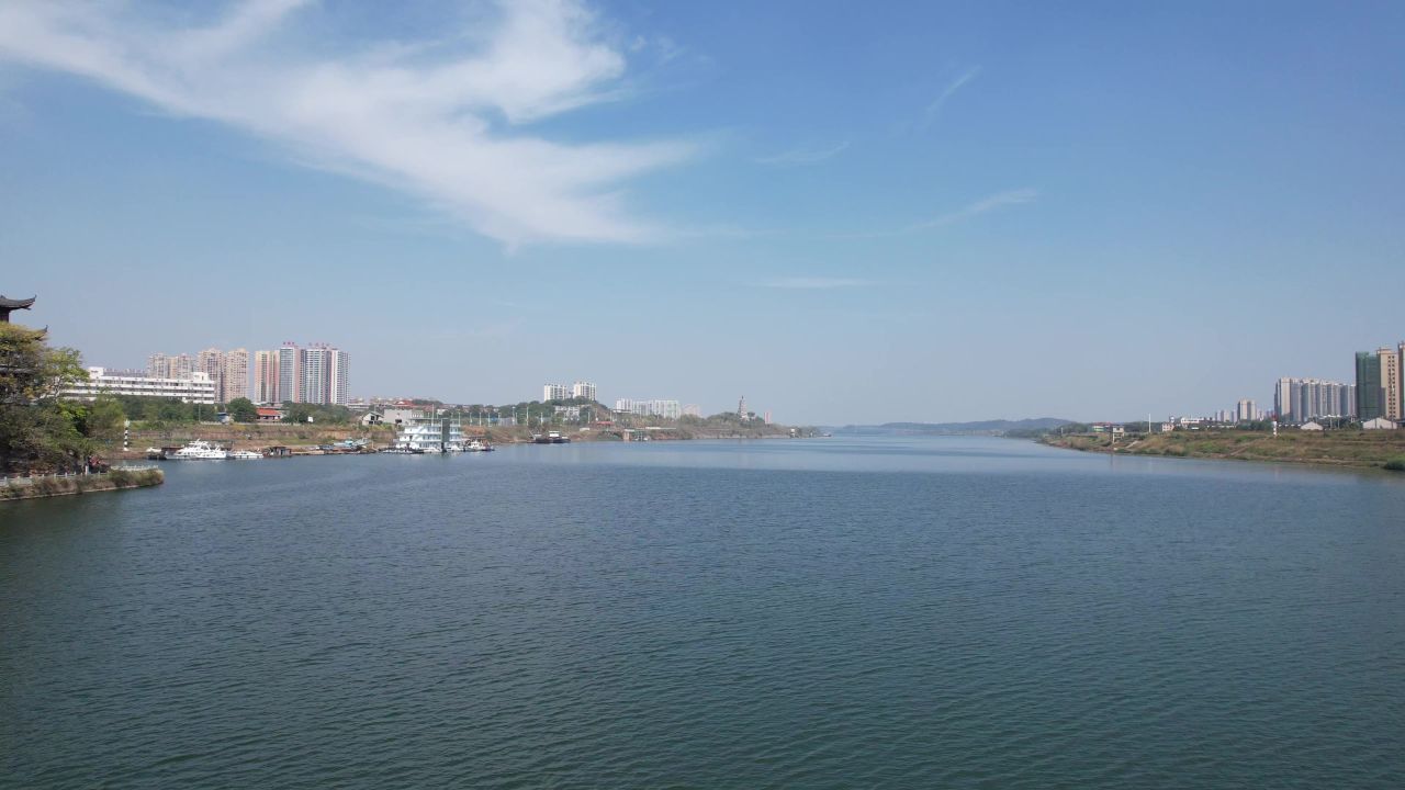 湖南衡阳湘江风光航拍