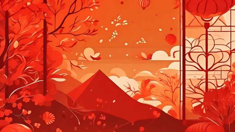 春节窗花简约插画背景 28