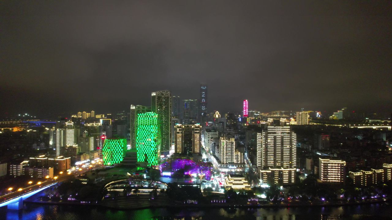 广西柳州五星商业步行街夜景灯光