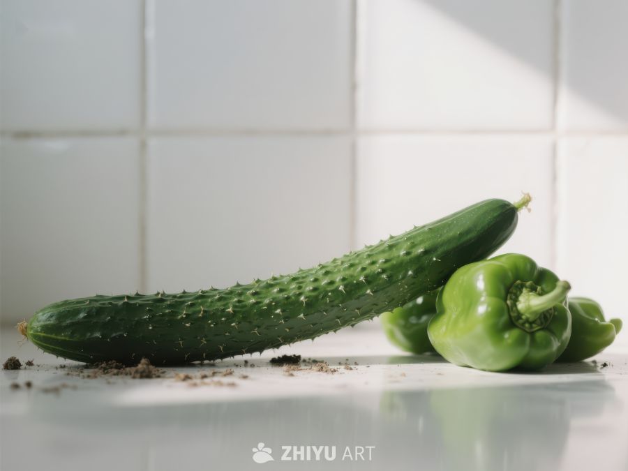 新鲜黄瓜与青椒静物图 549