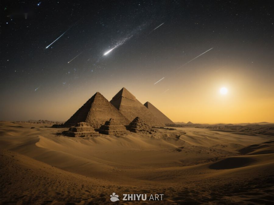 金字塔夜景与流星雨 44