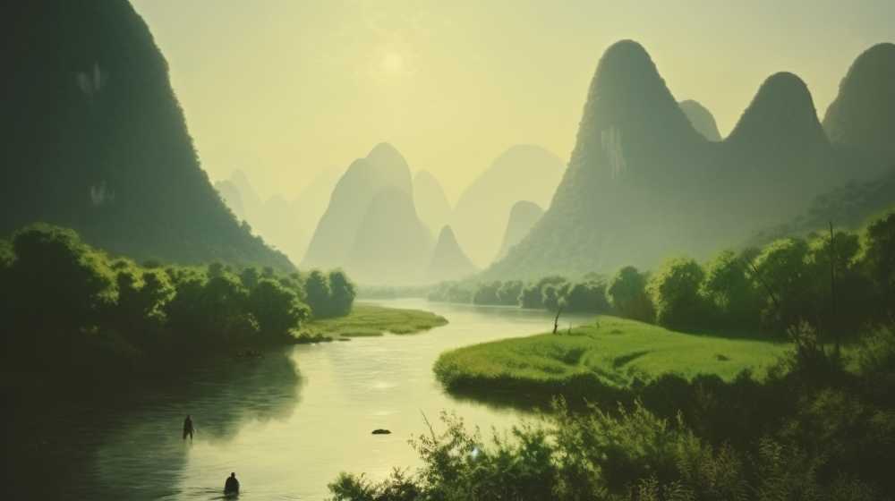 水彩风景绿色