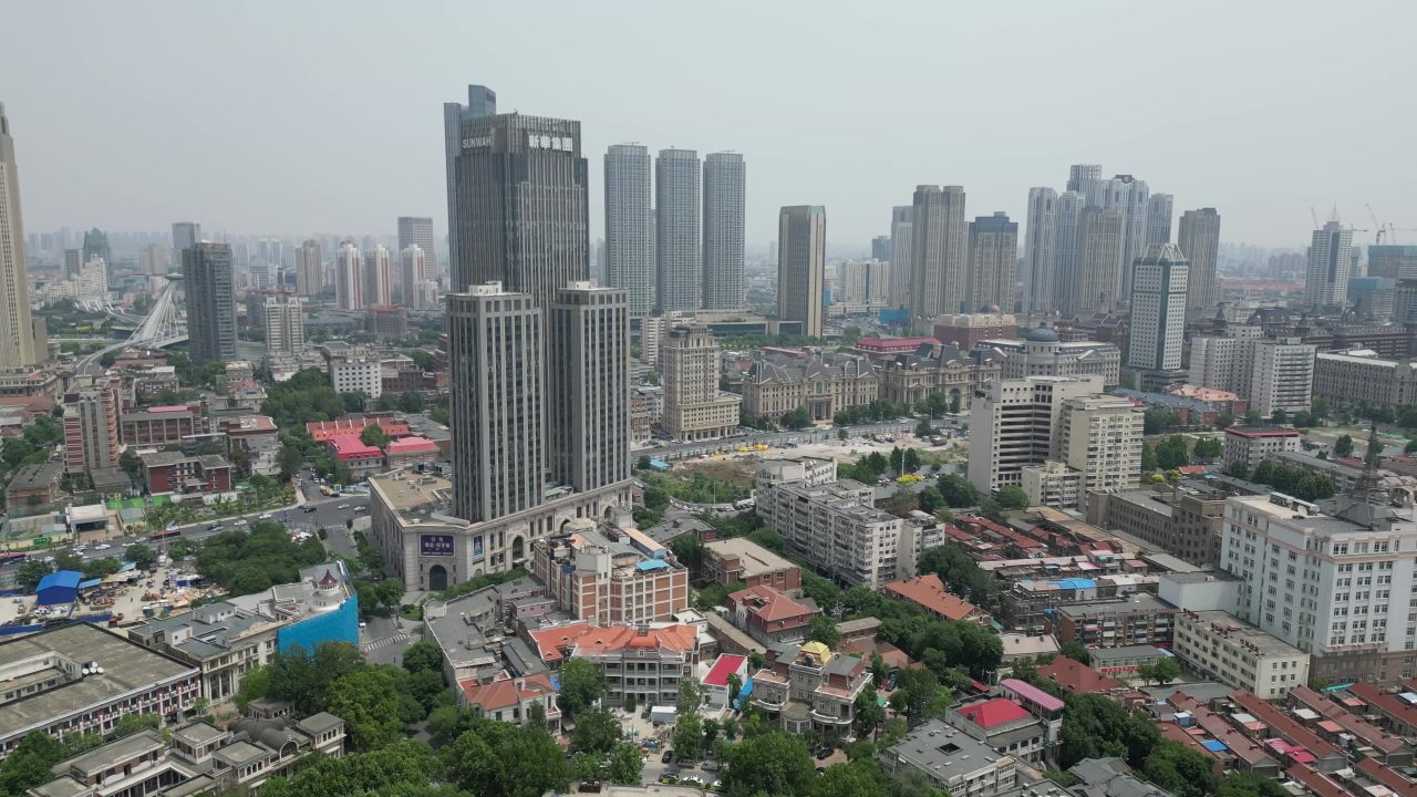 航拍天津中心公园