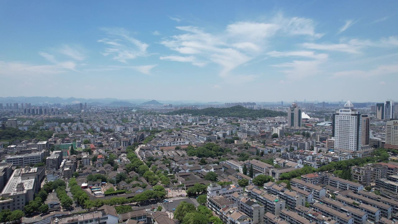 浙江绍兴城市建设城市风光航拍