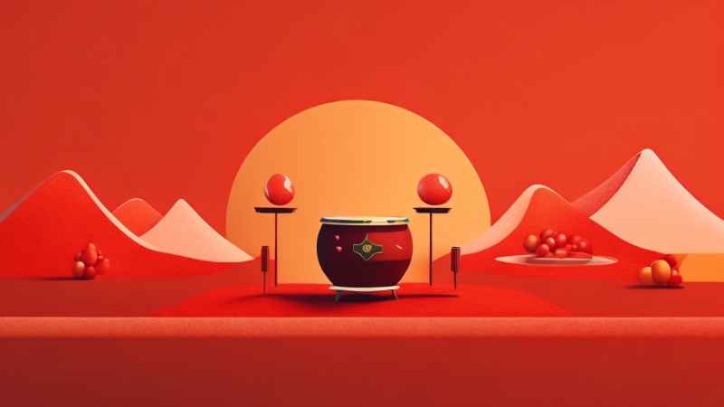 过年春节打太平鼓简约插画 10