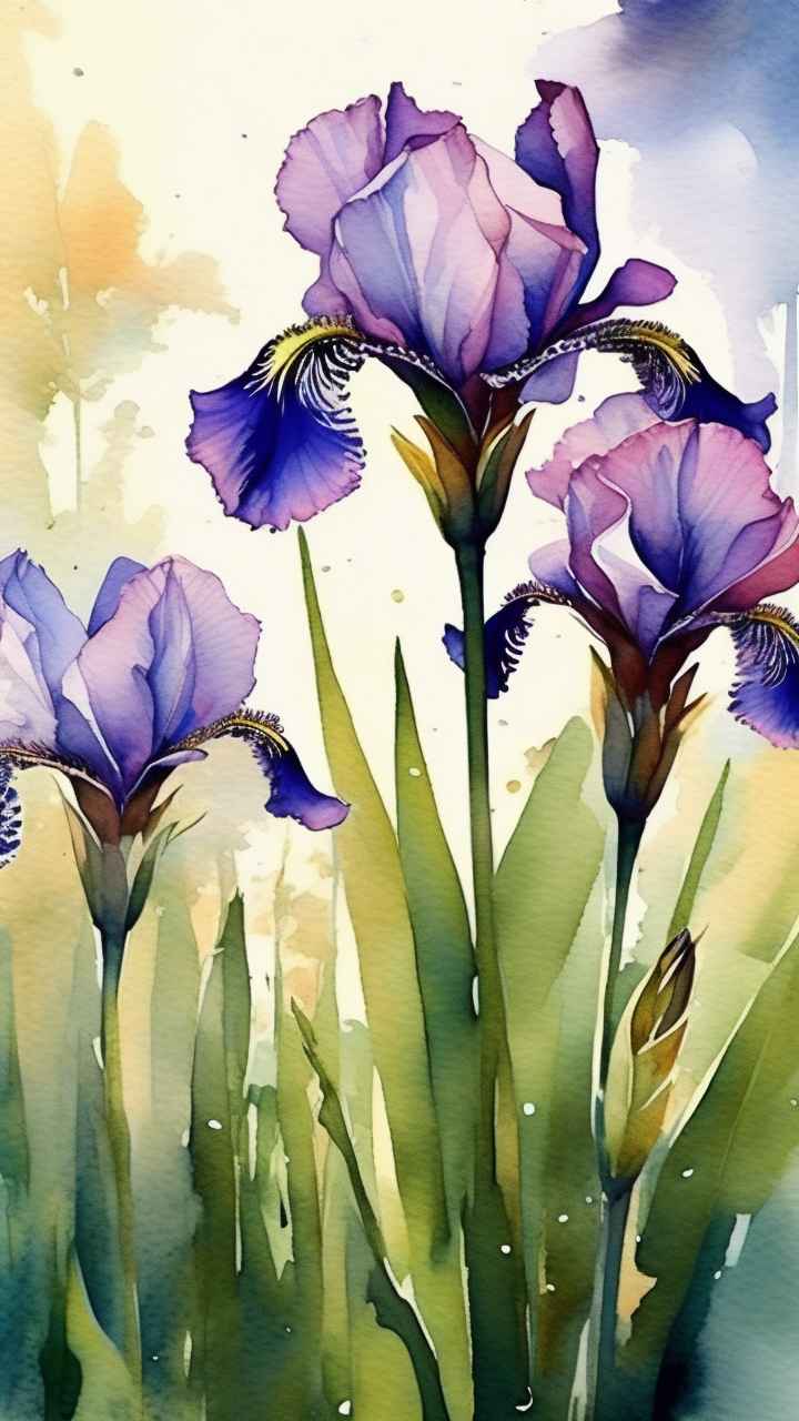 花园里的很多株紫色驾尾花插画 13