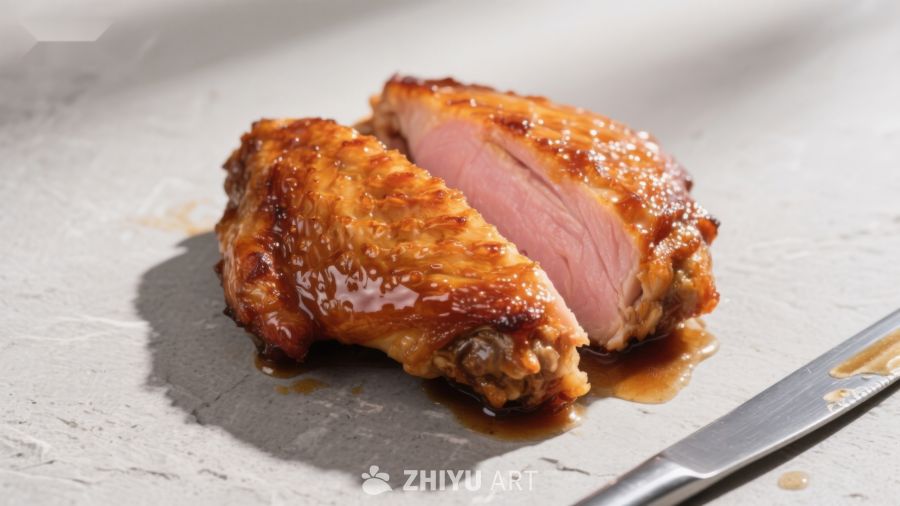 烤鸭胸肉切片特写