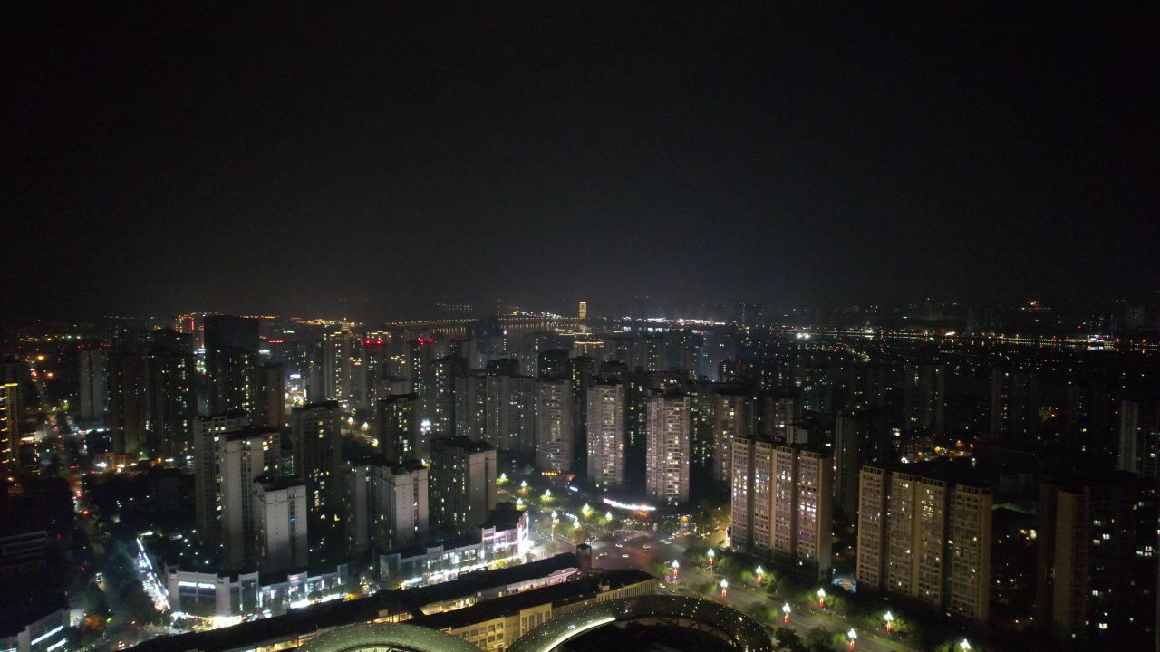 四川遂宁城市夜景灯光交通航拍
