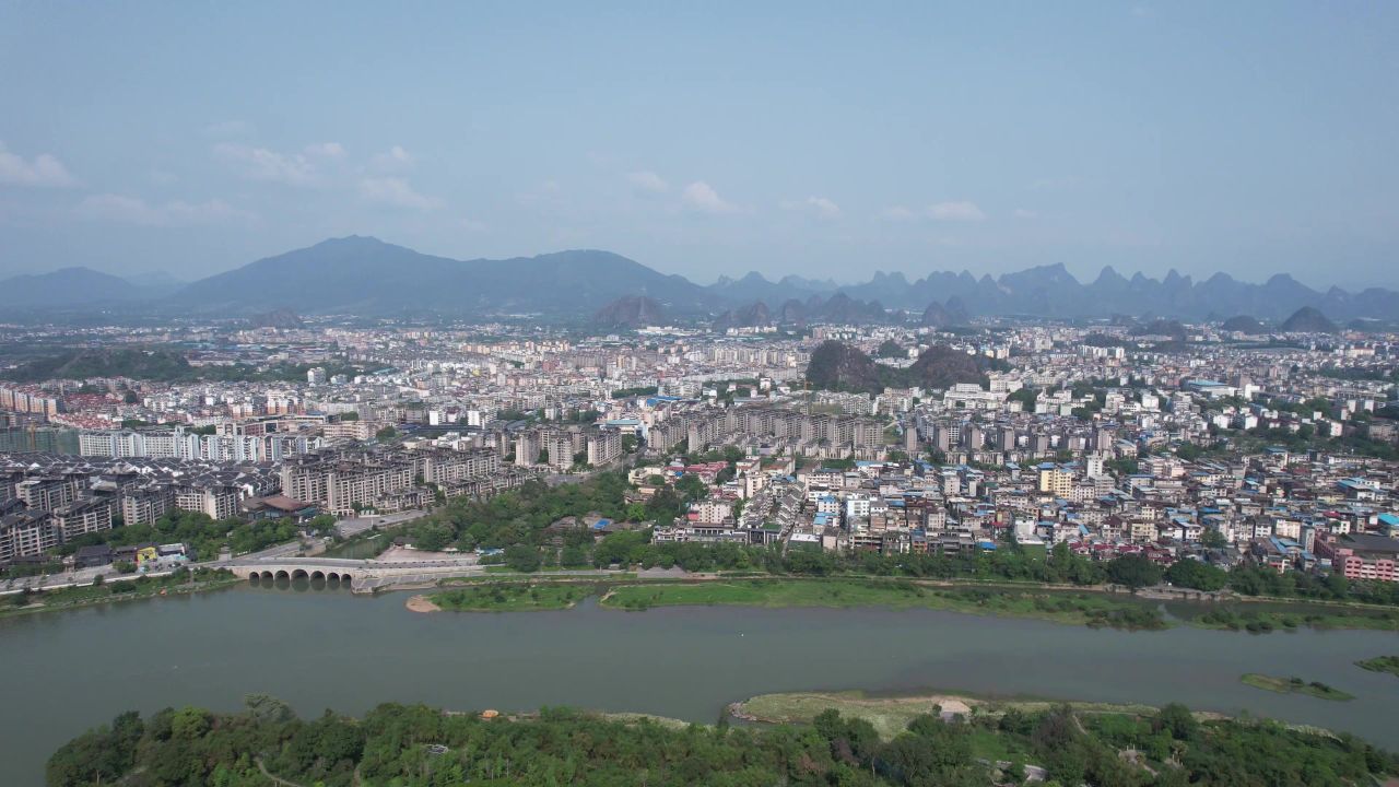 广西桂林山水风光航拍 