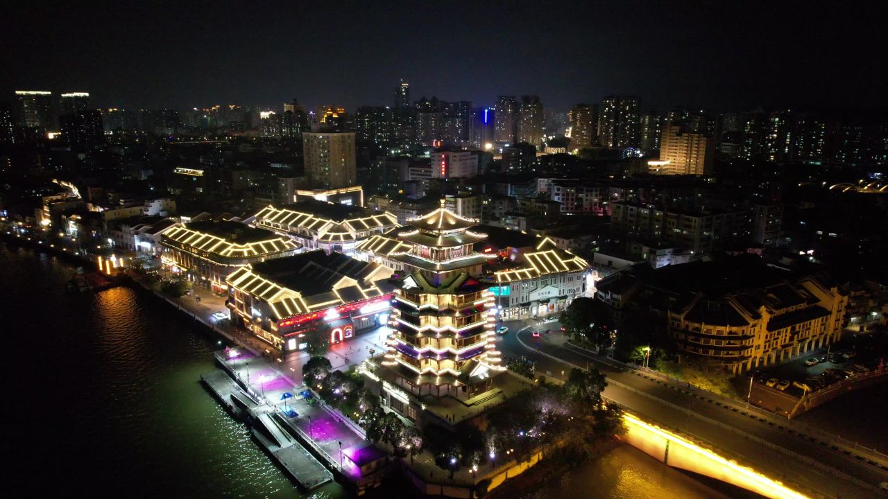 广东惠州城市风光地标建筑航拍 