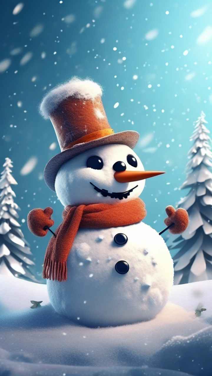 冬季插画雪人堆 19