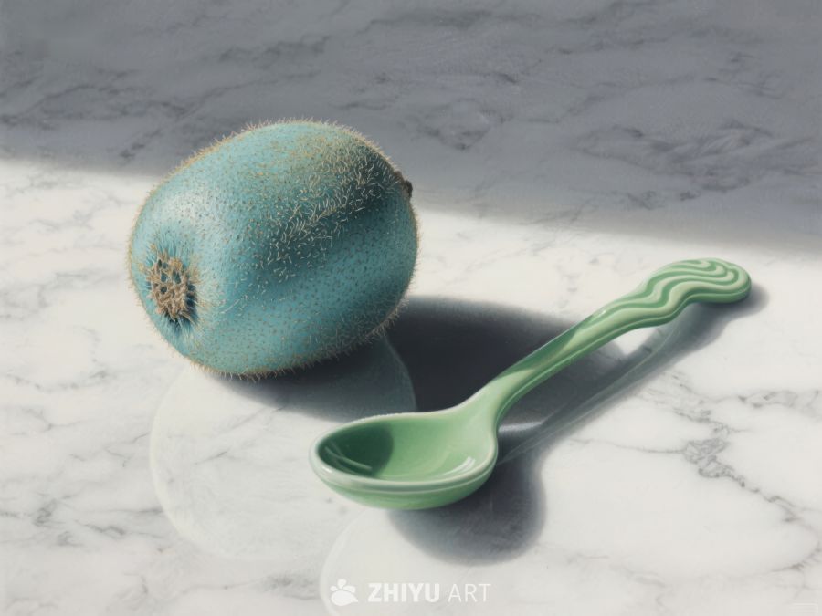 奇异果与绿色勺子静物图 367