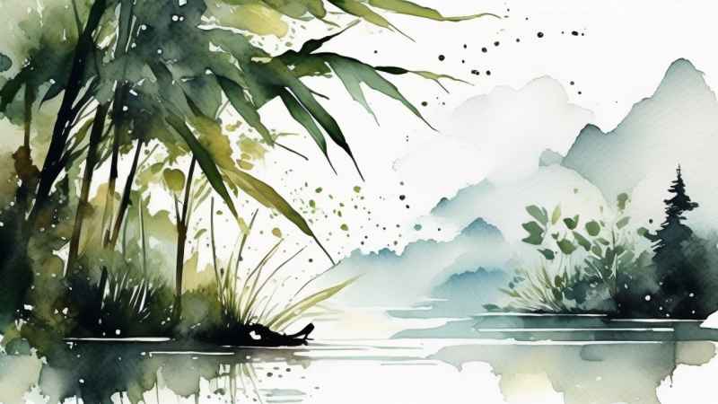 绿竹水墨插画背景图 67