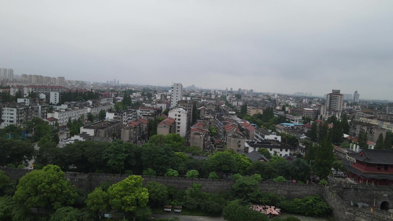 湖北荆州城市风光地标建筑航拍 
