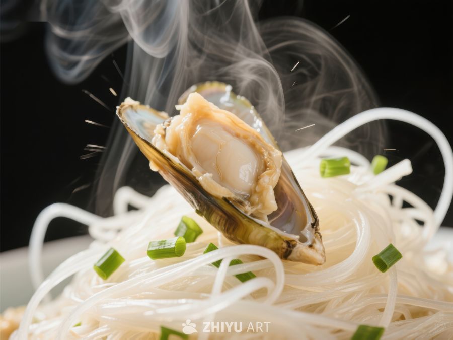 热气腾腾的扇贝蒸米粉