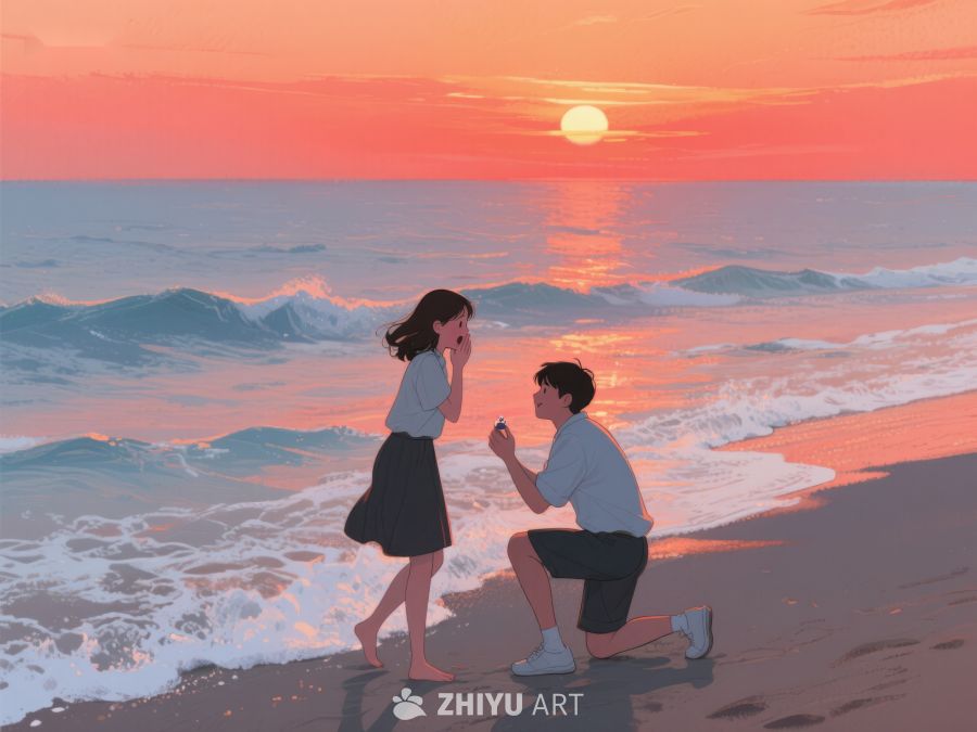 海边日落下的求婚瞬间 220