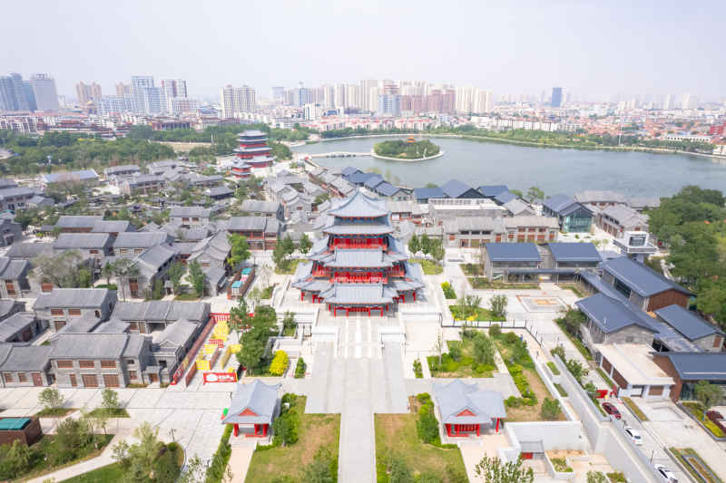河北沧州城市风光地标建筑航拍图 