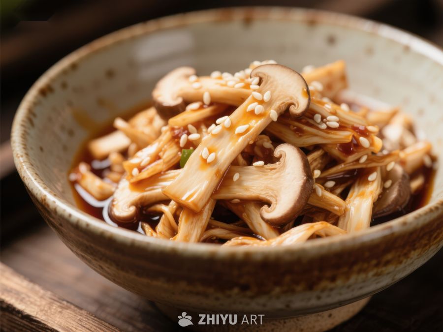 香煎蘑菇配芝麻酱 1539