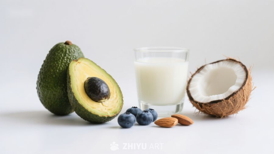 健康食材组合：牛油果、椰子、蓝莓与牛奶 129