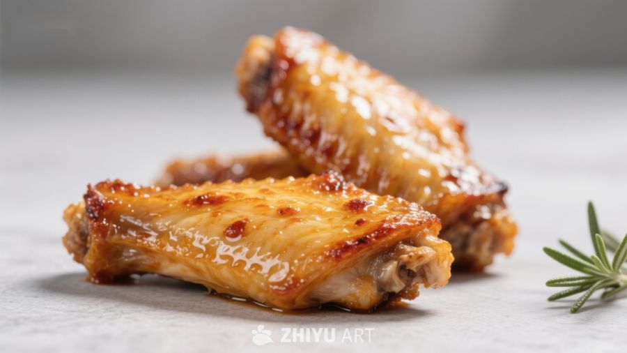 香脆烤鸡翅特写