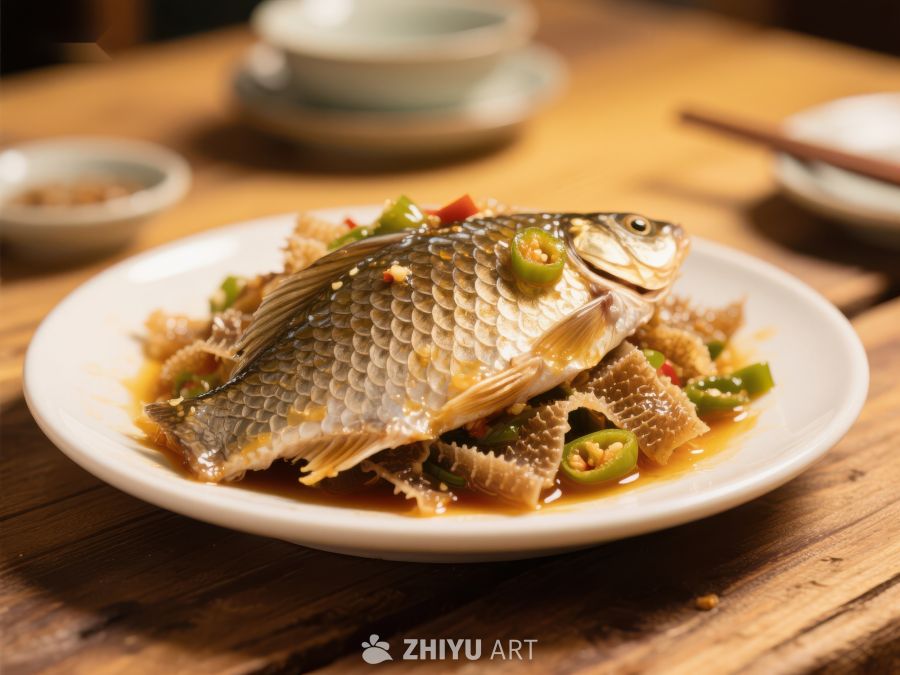 香辣鱼块配青椒，美味中式佳肴 1635