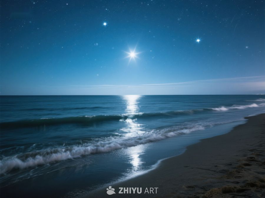 月光下的宁静海滩 567