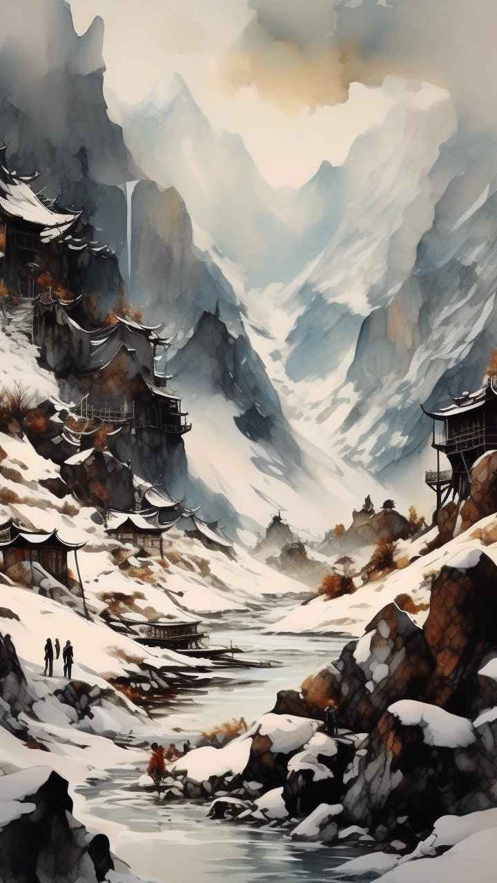 雪山高原冰川插画 54