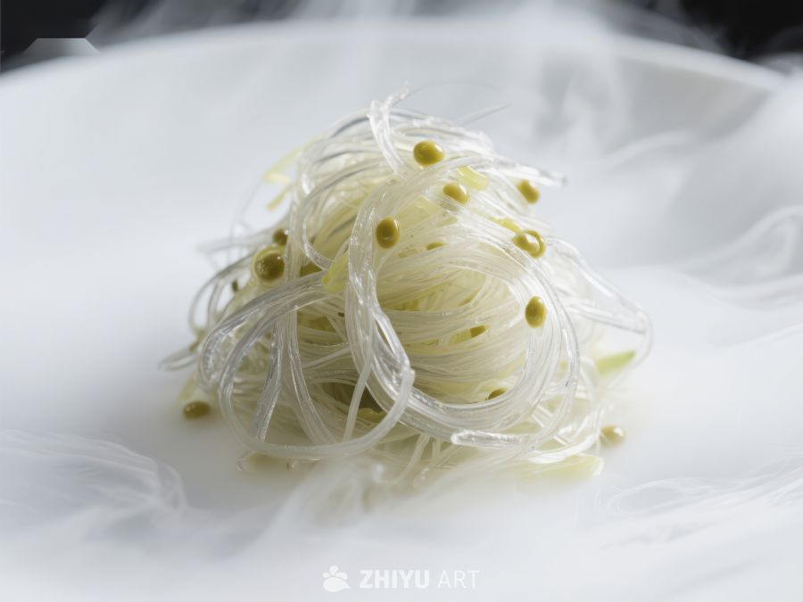 透明粉丝搭配绿豆芽的美食特写 1463