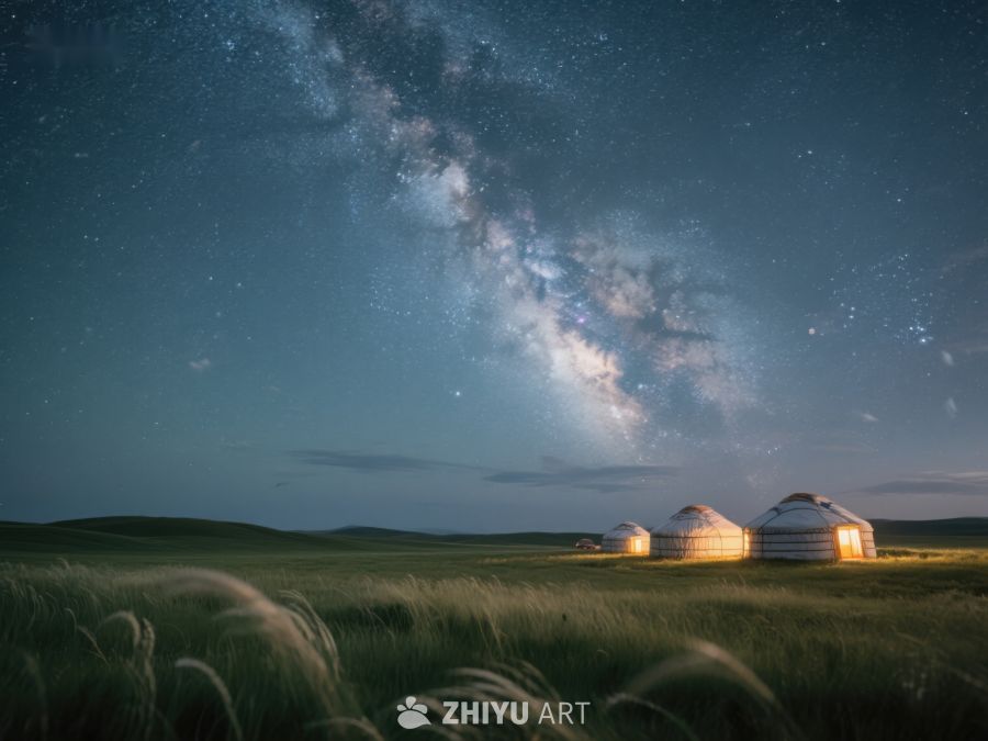 草原夜景：星空下的蒙古包 7