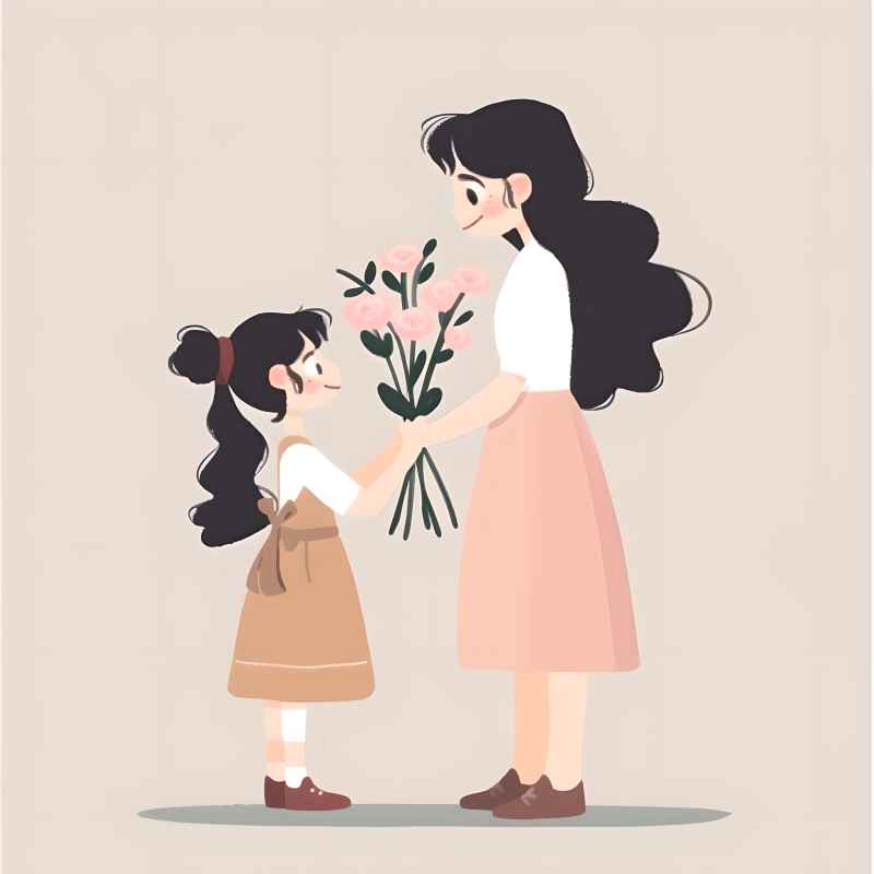 送花给母亲的小女孩 8