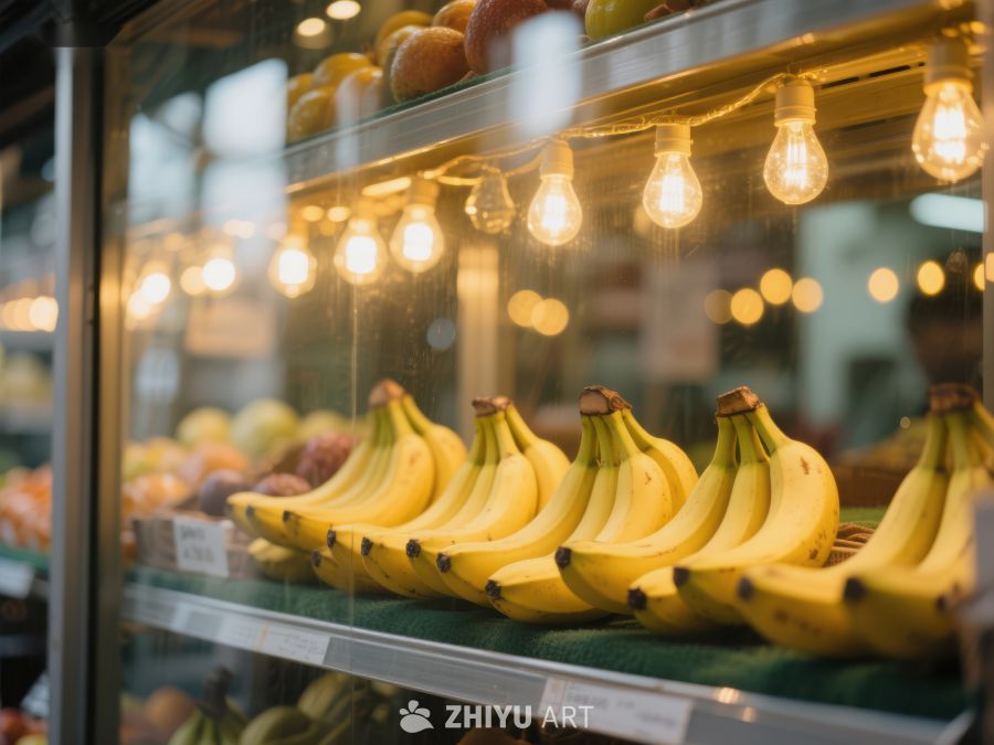 水果店展示柜中的香蕉 552