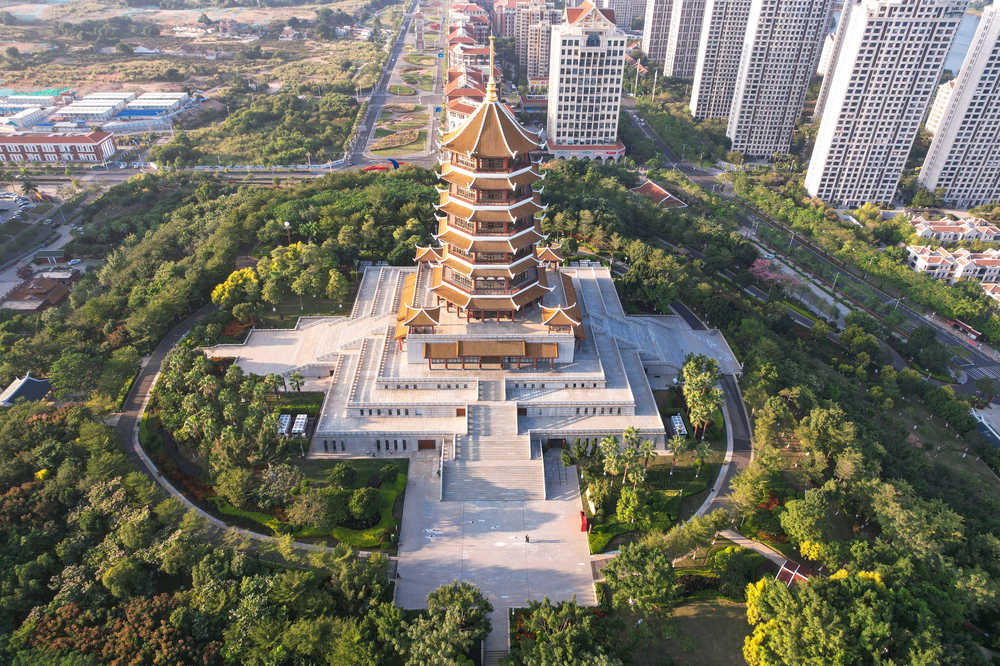 厦门航拍集美塔景观