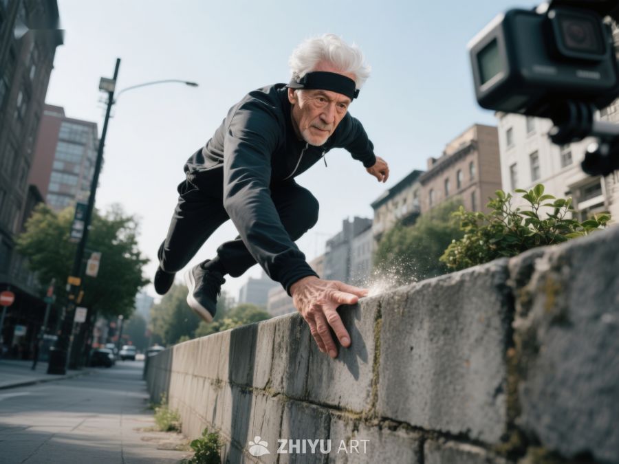 男子街头跳跃砖墙瞬间 650