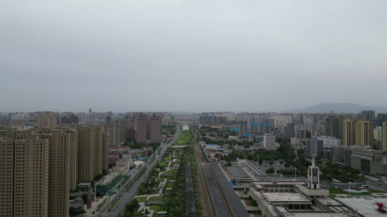 航拍石家庄城市建设地标高楼