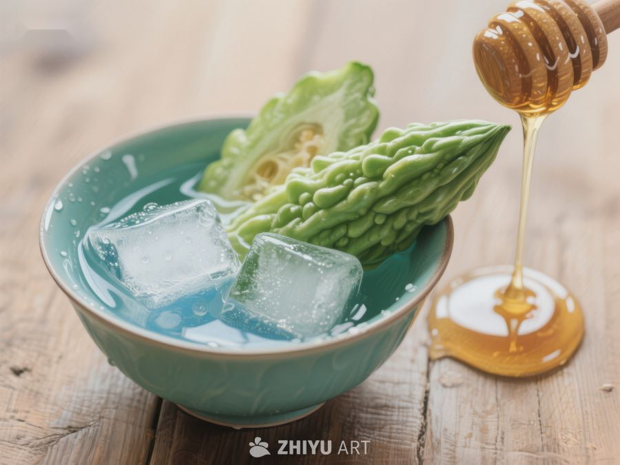 苦瓜冰块配蜂蜜，清新解暑 643