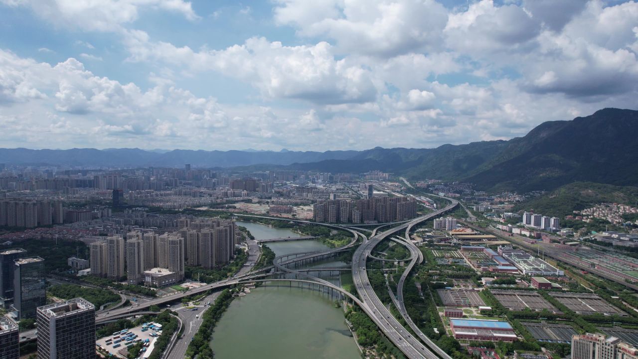 航拍福建福州城市风光