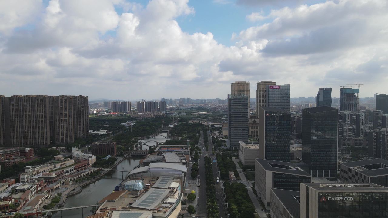 佛山千灯湖高楼群航拍