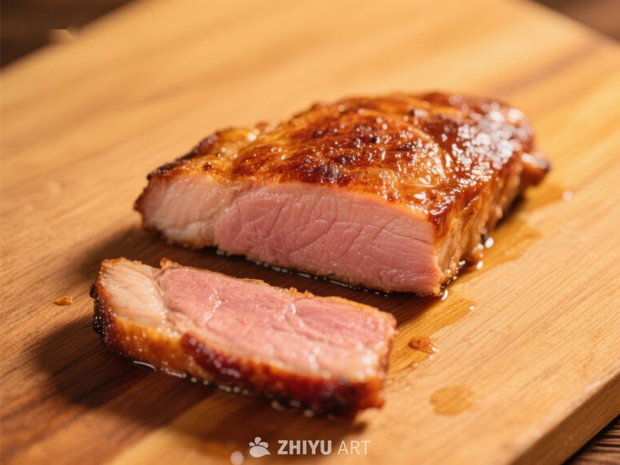 烤鸭胸肉切片展示