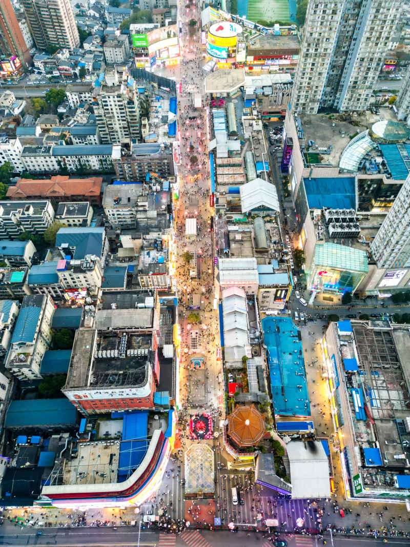 湖南长沙黄兴路步行街五一商圈航拍摄影图 