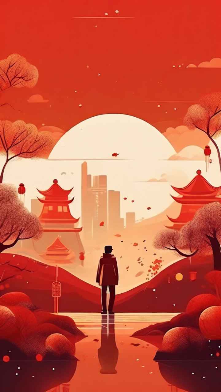 春节祭祖简约插画背景 16