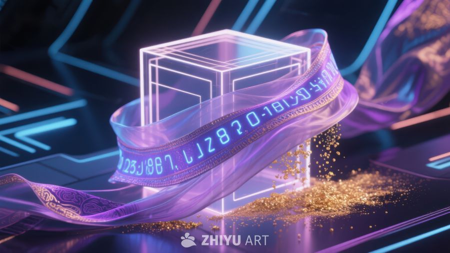 未来科技立方体与数字丝带 679