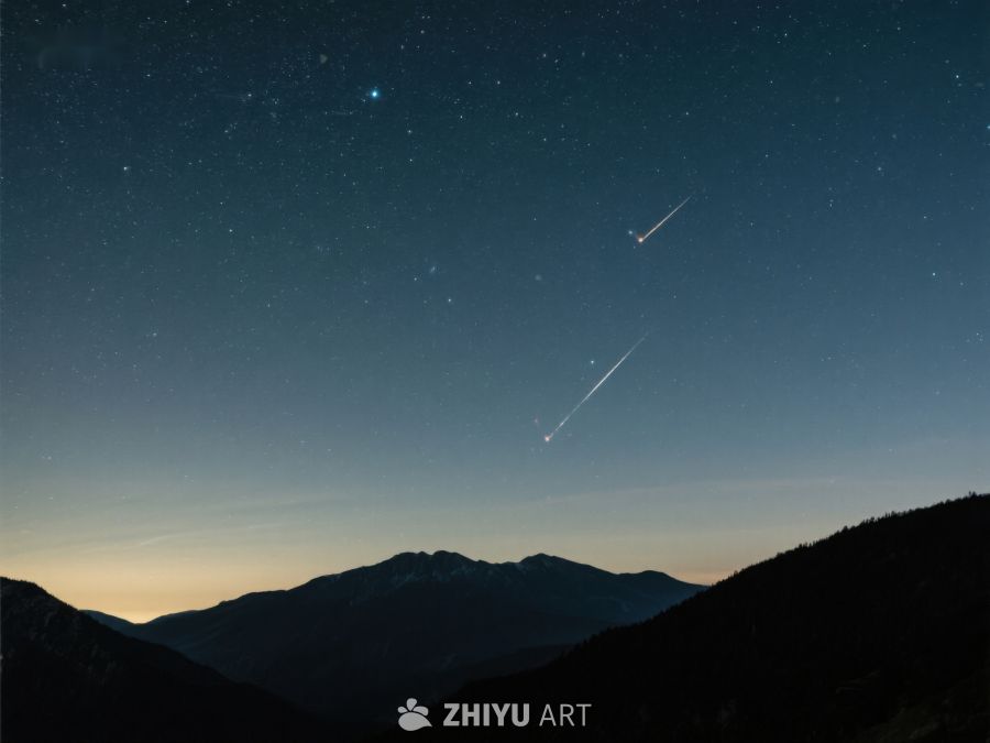 夜空流星划过山峦 271