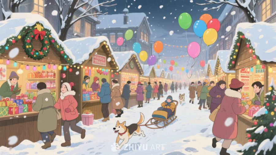 冬日市集的温馨场景 19