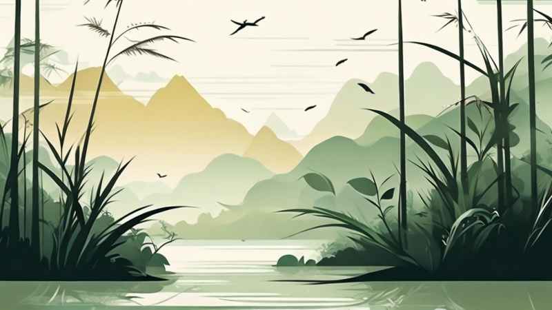 绿竹水墨插画背景图 39