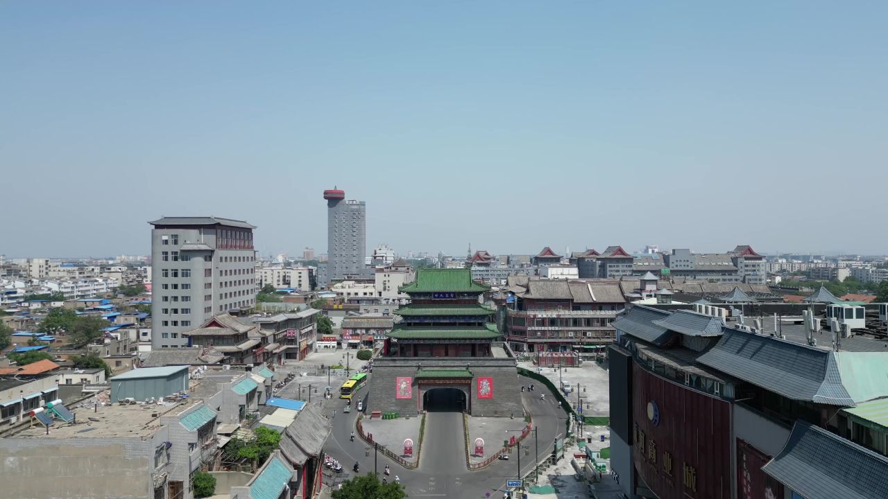  航拍开封鼓楼广场