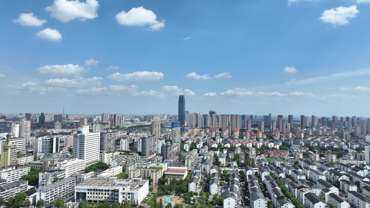 4K航拍昆山城市风光建筑 4