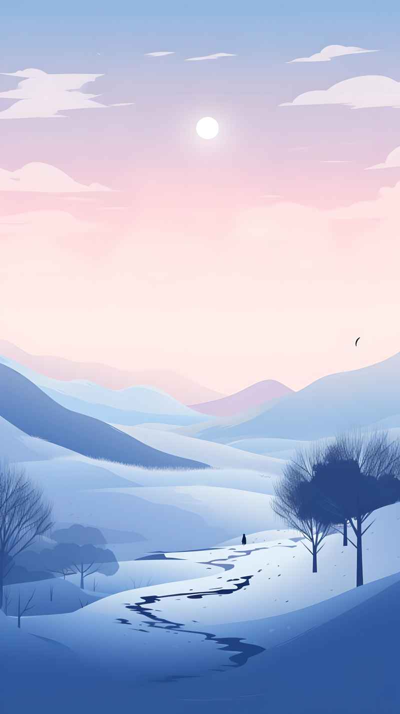 冬季唯美雪景创业插画 68