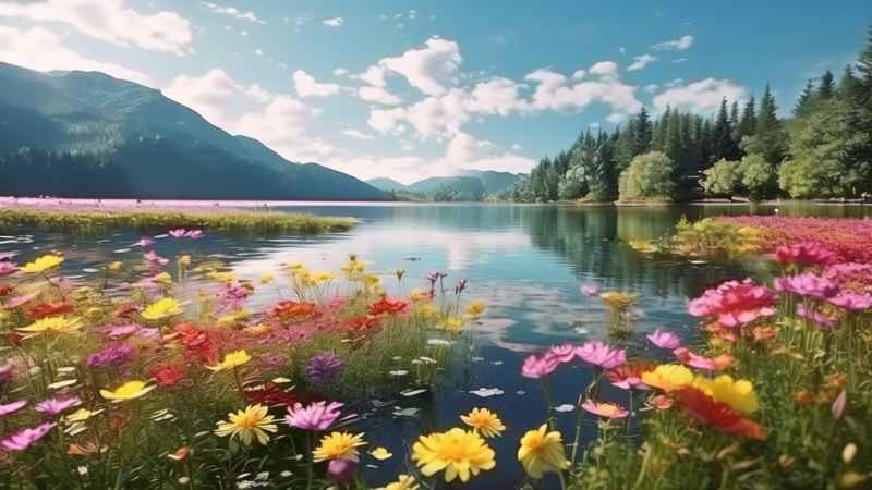 湖畔花海：湖水边 4