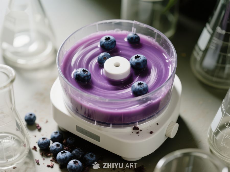 紫色浆果饮品在实验室搅拌机中 854